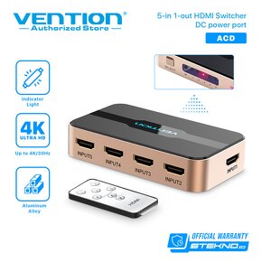 Predám rozbočovač Vention HDMI switch 5x1 - 7