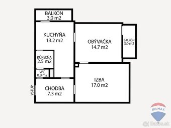 na predaj 2 izbový byt 2 balkóny Dubnica nad Váhom 55 m2 - 7