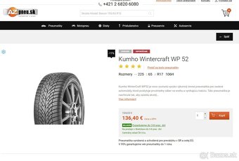 Nové Zimné pneumatiky KUMHO Wintercraft WP52 225/65 R17 - 7