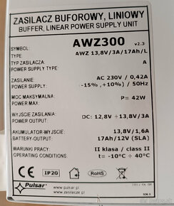 ⚡️ Zálohovaný zdroj Pulsar AWZ300 12V / 3A ⚡️ - 7