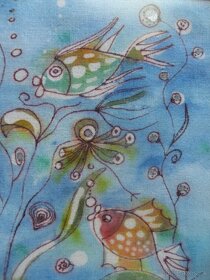 "Akvárium" - batika na plátne - 7