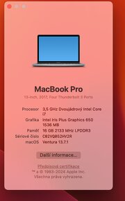 Macbook PRO 13, 16GB, 500GB, I7 - 7