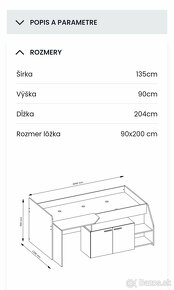 Posteľ so stolom a skrinkou - 7