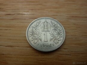 R-U Veľmi vzácna 1 koruna 1906 bz vo veľmi peknom stave - 7