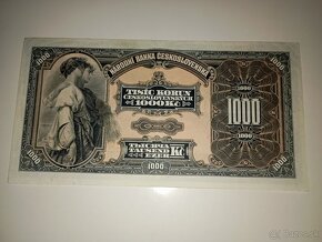 VZÁCNÁ BANKOVKA 1000 KČS, 1932, NÍZKÁ SÉRIE A, NEPERFOROVANÁ - 7