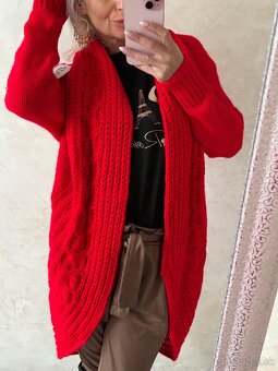 Damsky pleteny Cardigan red - 7