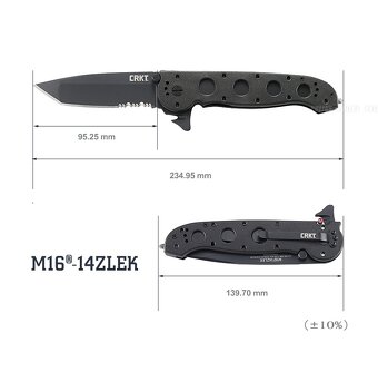 Taktický zatvárací nôž CRKT M16-04ZLEK Tanto Blackout (nový) - 7