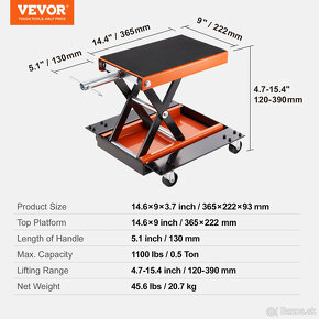 Noznicovy zdvihak VEVOR, 500kg nosnost - 7