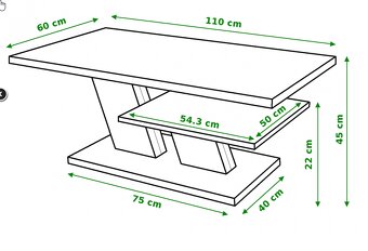 konferenčný stolík biely lesk/čierny + nová náhradná doska - 7