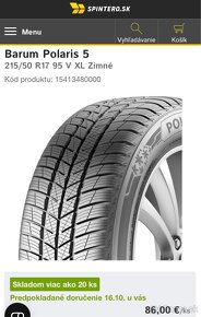 215/50R17 V XL,Barum Polaris 5,zimné pneu,rv:2018 - 7