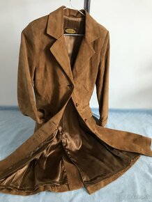 Elegantný dlhý kožený kabát / sako - 7