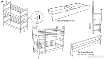 Detská poschodová posteľ - drevená - 7