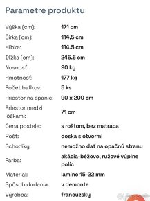 Poschodová postel Aldo  ruža/sivá + matrace - 7