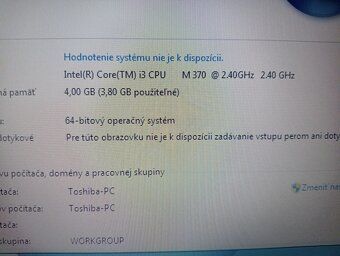 predám ntb Toshiba / Intel core i3/ 4gb ram / ssd/ Windows 7 - 7