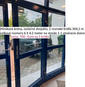 Hliníková presklenená brána 3 X 4,2 m 2 kusy - 7