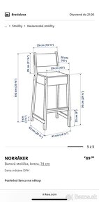 Drevená barová stolička IKEA NORRÅKER, breza, 74cm - 7