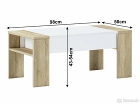 Konferenčný stolík, dub sonoma/biela, PULA - 7