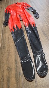 Latexový catsuit - čierno-červený - 7