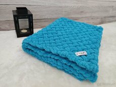 Pletená detská deka tyrkysová modrá - 7