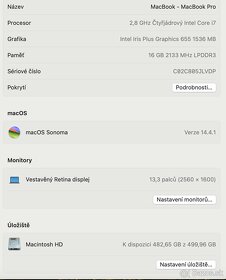 Macbook PRO 13, 16GB, 500GB, I7 čtyřjádro - 7