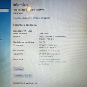 Predám 15,6" Notebook Lenovo Ideapad 310 - 7