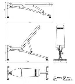 Nastaviteľná skladacia lavička MARBO SPORT MS-L114  -   NOVÁ - 8