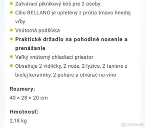 Piknikový kôš / košík Cilio Bellano NOVÝ - 8