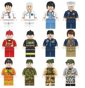 Figurky vojaci, hasiči, záchranári (12ks) typ lego - 8