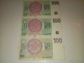 BANKOVKY 100 KČ 1993, 1995, 1997, PĚKNÉ STAVY - 8