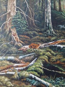 Veľký obraz ručná olejomaľba na plátne  - Lesné zátišie - 8