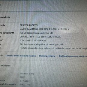 Herný počítač HP.Intel i5-6500 4x3,20GHz.16gb ram.GTX1650 4G - 8