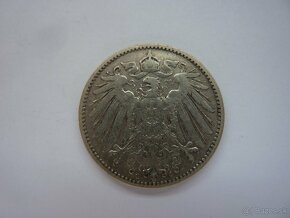 Vzácna strieborná nemecká 1 mark 1894 G - 8