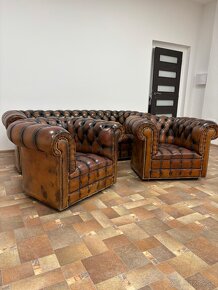 Chesterfield štýl,kožená,farba western 3+1+1 - 8