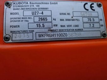 Minibager Kubota U27 3t AKO NOVÝ 2016 Kúpené v Nórsku – AKC - 8