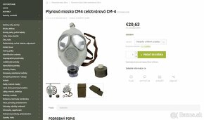 Plynové masky vojenské celotvár CM4 s filtrom MOF - 8