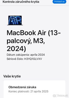 Predám MacBook Air 13" M3 8GB 256GB Strieborný SK - 8