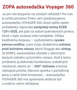 Detská otočná autosedačka ZOPA 0-20 kg - 8