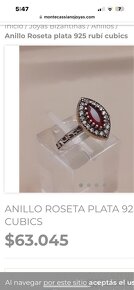 ANILLO ROSETA PLATA 925 RUBÍ CUBICS - 8