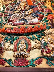 Tibetské drevo bronzová maľba - Thanka - 8