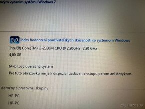 Notebook 13,3" HP.Intel i3-2330M 2x2,20GHz.4Gram.320gb.Win 7 - 8