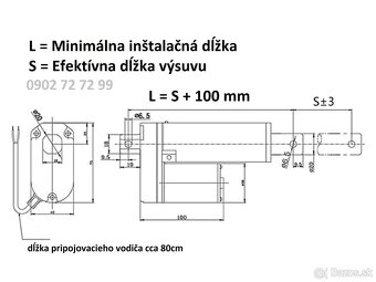 Lineárny motor - motorček na plyn 12V / 24V DC - 8