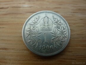 R-U Veľmi vzácna 1 koruna 1906 bz vo veľmi peknom stave - 8