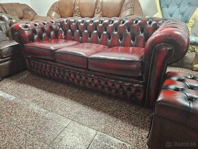 Chesterfield štýl,kožená dvojfarebná sedačka,nerozťahovacia - 8