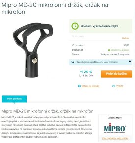 držiak na mikrofón Mipro MD20 - 8