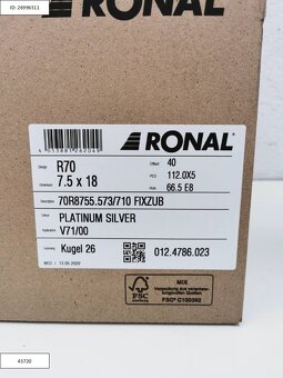 Nové Ronal 7,5X18 ET40 5X112 Škoda Alu disky R18 1214 - 8