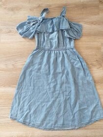 Nové dievčenské rifľové letné šaty 146/152- 5 ks - 8