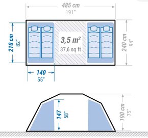 Kempingový stan 4 osoby 2 spálne a predsieň - 8