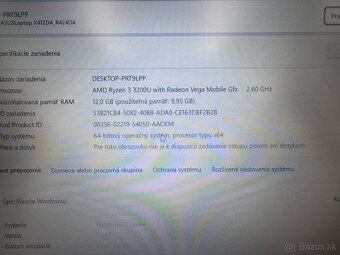 Notebook 14" ASUS.AMD Ryzen 3 3200U 2x2,60GHz.12 ram.SSD256 - 8