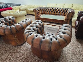 Chesterfield štýl,kožená,farba western 3+1+1 - 8