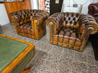 Chesterfield štýl,kožená,farba western 3+1+1 - 8